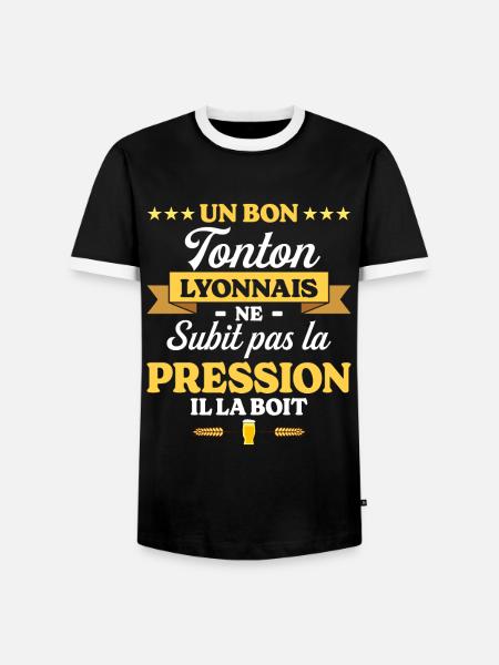 Tonton Lyonnais Oncle Humour Tonton - T-shirt contrasté Homme - noir/blanc
