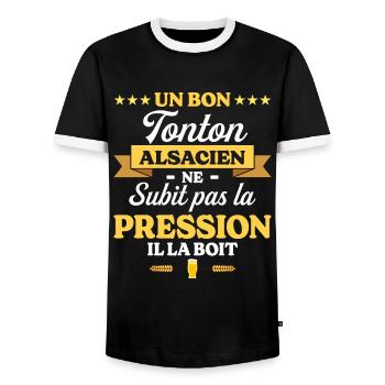 Tonton Alsacien Oncle Humour Tonton - T-shirt contrasté Homme - noir/blanc - Devant - AI Model Female 172 light (172cm) & AI Model Male 178 light (178cm)