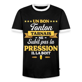 Tonton Tarnais Oncle Humour Tonton - T-shirt contrasté Homme - noir/blanc - Devant - AI Model Female 172 light (172cm) & AI Model Male 178 light (178cm)