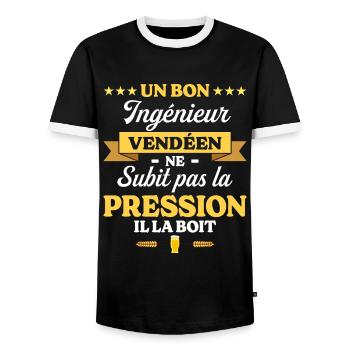Ingénieur Vendéen Humour Génie - T-shirt contrasté Homme - noir/blanc - Devant - AI Model Female 172 light (172cm) & AI Model Male 178 light (178cm)