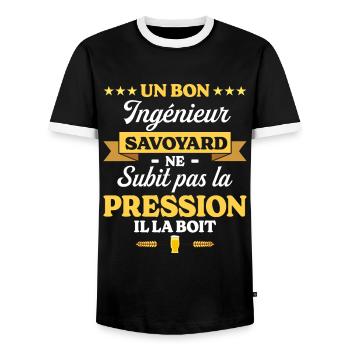 Ingénieur Savoyard Humour Génie - T-shirt contrasté Homme - noir/blanc - Devant - AI Model Female 172 light (172cm) & AI Model Male 178 light (178cm)