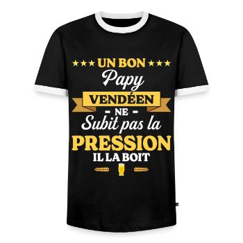 Papy Vendéen Grand-Père Humour Papy - T-shirt contrasté Homme - noir/blanc - Devant - AI Model Female 172 light (172cm) & AI Model Male 178 light (178cm)