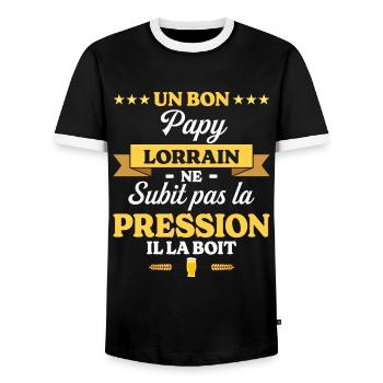 Papy Lorrain Grand-Père Humour Papy - T-shirt contrasté Homme - noir/blanc - Devant - AI Model Female 172 light (172cm) & AI Model Male 178 light (178cm)