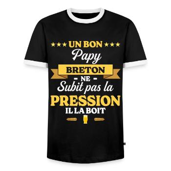 Papy Breton Grand-Père Humour Papy - T-shirt contrasté Homme - noir/blanc - Devant - AI Model Female 172 light (172cm) & AI Model Male 178 light (178cm)