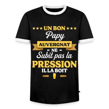 Papy Auvergnat Grand-Père Humour Papy - T-shirt contrasté Homme - noir/blanc - Devant - AI Model Female 172 light (172cm) & AI Model Male 178 light (178cm)