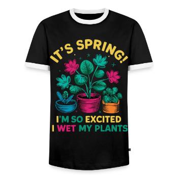 It's Spring I'm So Excited I Wet My Plants - Männer Kontrast-T-Shirt - Schwarz/Weiß - Vorne - AI Model Female 172 light (172cm) & AI Model Male 178 light (178cm)