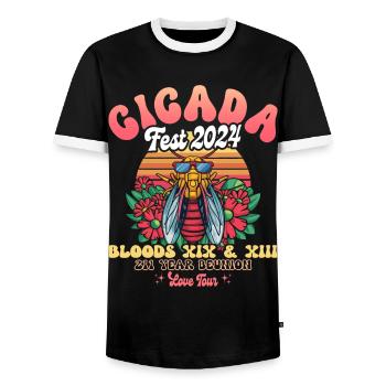 Festival Cigales 2024 Adore Les Cigales - Männer Kontrast-T-Shirt - Schwarz/Weiß - Vorne - AI Model Female 172 light (172cm) & AI Model Male 178 light (178cm)