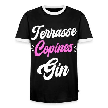 Soirée Amie Femme Terrasse Copines Gin - T-shirt contrasté Homme - noir/blanc - Devant - AI Model Female 172 light (172cm) & AI Model Male 178 light (178cm)