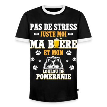 Humour Bière Papa Loulou De Poméranie - T-shirt contrasté Homme - noir/blanc - Devant - AI Model Female 172 light (172cm) & AI Model Male 178 light (178cm)