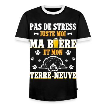 Humour Apéro Bière Papa Chien Terre-Neuve - T-shirt contrasté Homme - noir/blanc - Devant - AI Model Female 172 light (172cm) & AI Model Male 178 light (178cm)