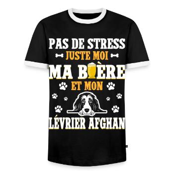 Humour Bière Papa Chien Lévrier Afghan - T-shirt contrasté Homme - noir/blanc - Devant - AI Model Female 172 light (172cm) & AI Model Male 178 light (178cm)
