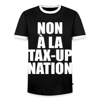 Non À La Tax-Up Nation Stop Anti Taxe - T-shirt contrasté Homme - noir/blanc - Devant - AI Model Female 172 light (172cm) & AI Model Male 178 light (178cm)