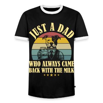 Dog Father Humor Dad Meme Parent Dad - Men's Ringer Shirt - black/white - Front - AI Model Female 172 light (172cm) & AI Model Male 178 light (178cm)