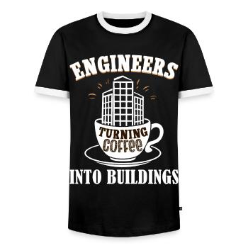 Humour Café Civil Engineering - Men's Ringer Shirt - black/white - Front - AI Model Female 172 light (172cm) & AI Model Male 178 light (178cm)