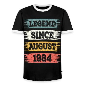 Légende 1984 Aout 40ème Anniversaire - T-shirt contrasté Homme - noir/blanc - Devant - AI Model Female 172 light (172cm) & AI Model Male 178 light (178cm)