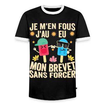 I don't care, I got my certificate without forcing 2024 - Men's Ringer Shirt - black/white - Front - AI Model Female 172 light (172cm) & AI Model Male 178 light (178cm)