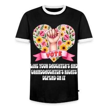 Grandma Feminism Daughter Little Girl Granny - Men's Ringer Shirt - black/white - Front - AI Model Female 172 light (172cm) & AI Model Male 178 light (178cm)