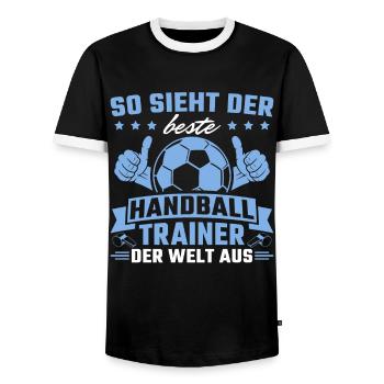 Bester Handballtrainer der Welt - Männer Kontrast-T-Shirt - Schwarz/Weiß - Vorne - AI Model Female 172 light (172cm) & AI Model Male 178 light (178cm)
