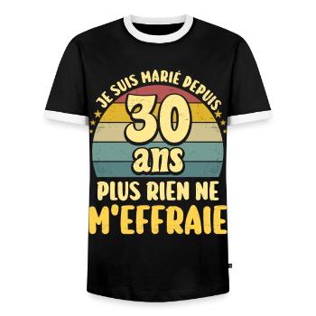 Marié 30 Ans Fête 30 Ans De Mariage - T-shirt contrasté Homme - noir/blanc - Devant - AI Model Female 172 light (172cm) & AI Model Male 178 light (178cm)