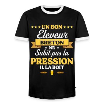 Éleveur Breton Bretagne Éleveur - T-shirt contrasté Homme - noir/blanc - Devant - AI Model Female 172 light (172cm) & AI Model Male 178 light (178cm)
