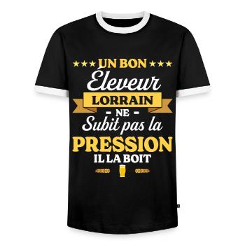 Éleveur Lorrain Lorraine Éleveur - T-shirt contrasté Homme - noir/blanc - Devant - AI Model Female 172 light (172cm) & AI Model Male 178 light (178cm)