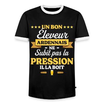Éleveur Ardennais Ardennes Éleveur - T-shirt contrasté Homme - noir/blanc - Devant - AI Model Female 172 light (172cm) & AI Model Male 178 light (178cm)