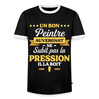 Peintre Auvergnat Auvergne Peintre - T-shirt contrasté Homme - noir/blanc - Devant - AI Model Female 172 light (172cm) & AI Model Male 178 light (178cm)