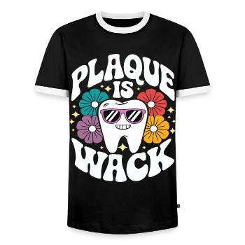 Retro Dental Humor Woman Dentist - Men's Ringer Shirt - black/white - Front - AI Model Female 172 light (172cm) & AI Model Male 178 light (178cm)