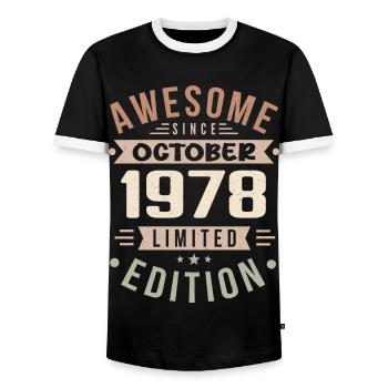 Légende Depuis Octobre 1978 Anniversaire Octobre 1978 - T-shirt contrasté Homme - noir/blanc - Devant - AI Model Female 172 light (172cm) & AI Model Male 178 light (178cm)