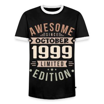 Légende Depuis Octobre 1999 Anniversaire Octobre 1999 - T-shirt contrasté Homme - noir/blanc - Devant - AI Model Female 172 light (172cm) & AI Model Male 178 light (178cm)