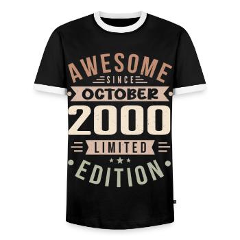 Légende depuis Octobre 2000 Anniversaire Octobre 2000 - T-shirt contrasté Homme - noir/blanc - Devant - AI Model Female 172 light (172cm) & AI Model Male 178 light (178cm)