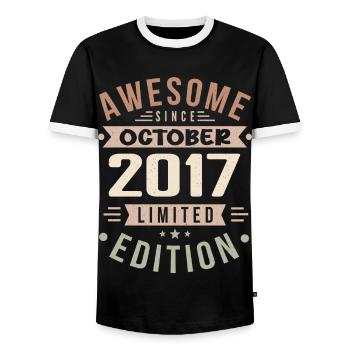 Légende Depuis Octobre 2017 Anniversaire Octobre 2017 - T-shirt contrasté Homme - noir/blanc - Devant - AI Model Female 172 light (172cm) & AI Model Male 178 light (178cm)