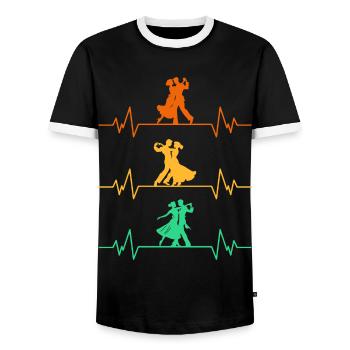 Gesellschaftstanz Herzschlag Tanz - Männer Kontrast-T-Shirt - Schwarz/Weiß - Vorne - AI Model Female 172 light (172cm) & AI Model Male 178 light (178cm)