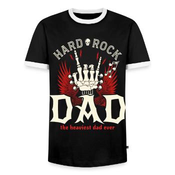 Père Rock Vintage Papa Wippe - Männer Kontrast-T-Shirt - Schwarz/Weiß - Vorne - AI Model Female 172 light (172cm) & AI Model Male 178 light (178cm)