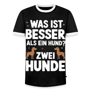Hund Hunde Haustier Lustige Sprüche - Männer Kontrast-T-Shirt - Schwarz/Weiß - Vorne - AI Model Female 172 light (172cm) & AI Model Male 178 light (178cm)
