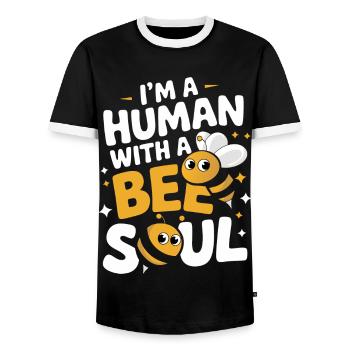 Honigbiene Imker Bienen Biene - Männer Kontrast-T-Shirt - Schwarz/Weiß - Vorne - AI Model Female 172 light (172cm) & AI Model Male 178 light (178cm)