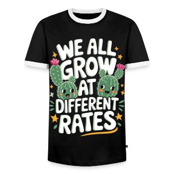 Cactus Cacti Desert Plant - Men's Ringer Shirt - black/white - Front - AI Model Female 172 light (172cm) & AI Model Male 178 light (178cm)