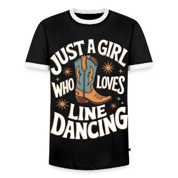 Danse en ligne Danseurs - T-shirt contrasté Homme - noir/blanc - Devant - AI Model Female 172 light (172cm) & AI Model Male 178 light (178cm)