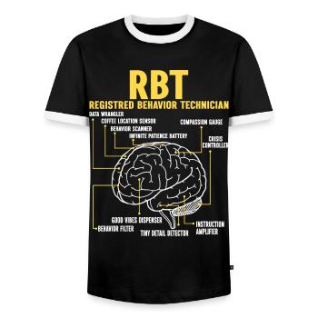 Certified Behavioral Technician - Men's Ringer Shirt - black/white - Front - AI Model Female 172 light (172cm) & AI Model Male 178 light (178cm)