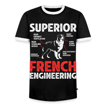Humor Gift Australian Shepherd Dog - Men's Ringer Shirt - black/white - Front - AI Model Female 172 light (172cm) & AI Model Male 178 light (178cm)