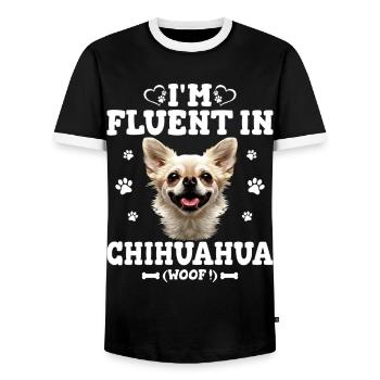 Parler Le Chihuahua Humour Chien Chihuahua - T-shirt contrasté Homme - noir/blanc - Devant - AI Model Female 172 light (172cm) & AI Model Male 178 light (178cm)