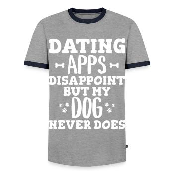 Joke Quote Funny Humor Dog - Men's Ringer Shirt - grey/navy  - Front - AI Model Female 172 light (172cm) & AI Model Male 178 light (178cm)