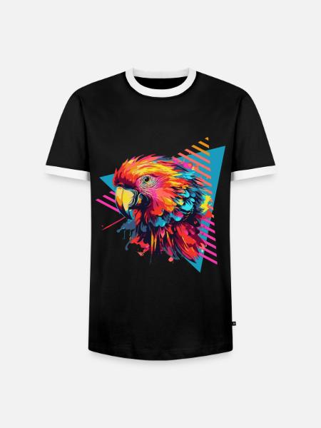 Bunter Papagei Farbspritzer - Männer Kontrast-T-Shirt - Schwarz/Weiß