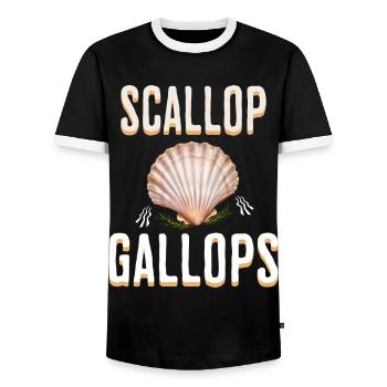 Humor Scallop Gallops Meme - Men's Ringer Shirt - black/white - Front - AI Model Female 172 light (172cm) & AI Model Male 178 light (178cm)