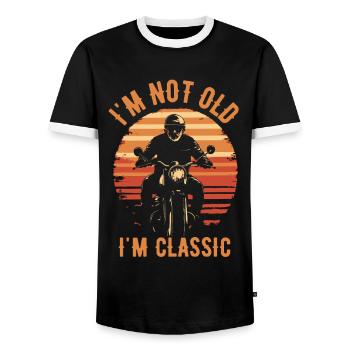 Motorrad Vintage Pensionär Rentner - Männer Kontrast-T-Shirt - Schwarz/Weiß - Vorne - AI Model Female 172 light (172cm) & AI Model Male 178 light (178cm)