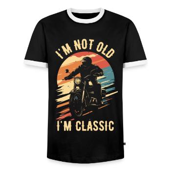Motorrad Vintage Pensionär Rentner - Männer Kontrast-T-Shirt - Schwarz/Weiß - Vorne - AI Model Female 172 light (172cm) & AI Model Male 178 light (178cm)