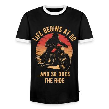 Motorrad Vintage Pensionär Rentner Geburtstag - Männer Kontrast-T-Shirt - Schwarz/Weiß - Vorne - AI Model Female 172 light (172cm) & AI Model Male 178 light (178cm)