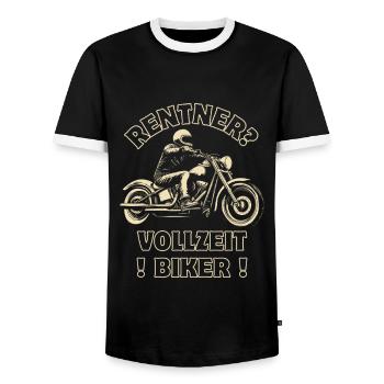 Motorrad Vintage Rentner Ruhestand - Männer Kontrast-T-Shirt - Schwarz/Weiß - Vorne - AI Model Female 172 light (172cm) & AI Model Male 178 light (178cm)