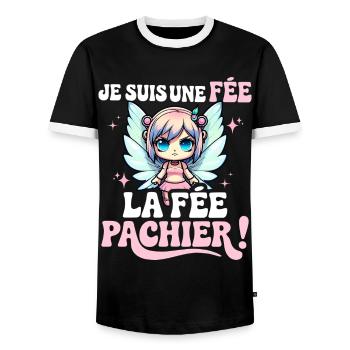 Je Suis Une Fée Pachier Femme Humour - T-shirt contrasté Homme - noir/blanc - Devant - AI Model Female 172 light (172cm) & AI Model Male 178 light (178cm)