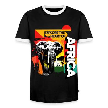 Afrique Éléphant Nature Aventure Safari en pleine nature - T-shirt contrasté Homme - noir/blanc - Devant - AI Model Female 172 light (172cm) & AI Model Male 178 light (178cm)